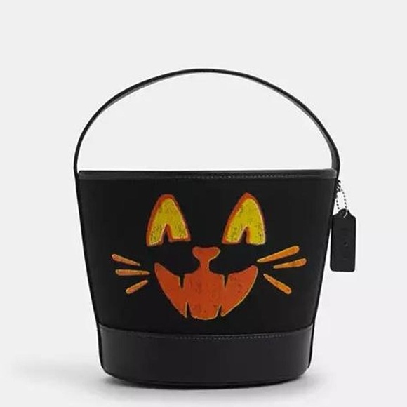 Coach Handbags - Coach Trick Or Treat Bucket With Halloween Cat In Regenerative Cotton